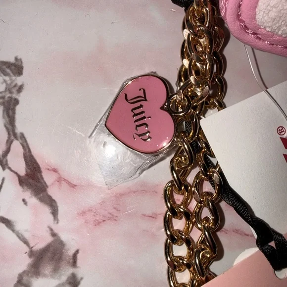 Juicy Couture (2) RETRO Strawberry Mini CC Zip Around Wallets with Gold Chain - Picture 6 of 9